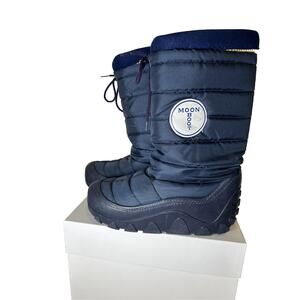 RARE VINTAGE MOON BOOTS, WOMEN'S SIZE 9, 10. Snow Ski Snowboard Shoes Navy Blue